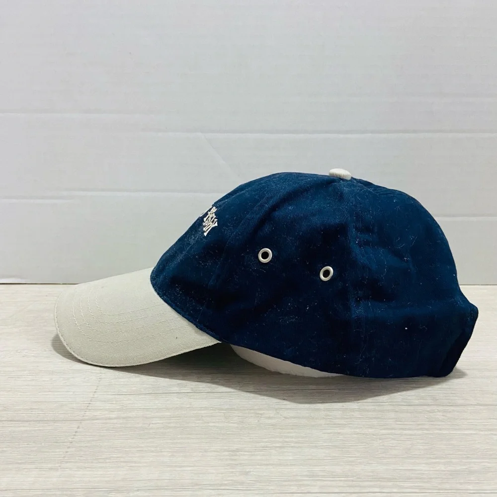 Here Fishy, Fishy Hat Navy Blue & Tan. 100% Cotton. Adjustable Strap. - Picture 4 of 7